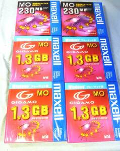 [ новый товар * нераспечатанный ]maxell MA-M1300WIN.B1P GIGAMO MO диск 1.3GB×4 листов .230MB×2 шт. комплект 