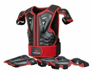 SALE! 5 -years old ~14 -years old for Junior Kids child body protector elbow knees full set whole body EVA pad shell protection guard safety race snowboard red 