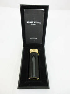 D149[ gas lighter ]SONIA RYKIEL BRIQUETS* Sonia Rykiel * Gold black * side roller * superior article * put on fire verification *