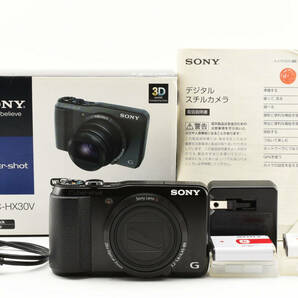 ★美品★SONY Cyber-Shot DSC-HX30V ブラック 元箱 バッテリ 充電ケーブル 取説付の画像1