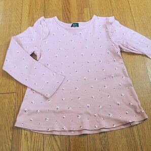 ☆中古☆petit main 小花柄チュニック、130.くすみピンク