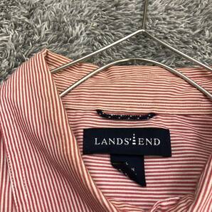 LANDS'END ランズエンド ワークシャツ 長袖シャツ サイズL ストライプ ピンク コットンポリ 薄手 ナイロン メンズ トップス 最落無 （P18）の画像8
