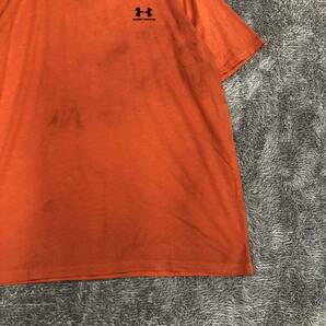 UNDER ARMOUR アンダーアーマー 半袖Tシャツ サイズ2XL ワンポイントロゴ 無地 オレンジ ヒートギア メンズ トップス 最落なし （P18）の画像5