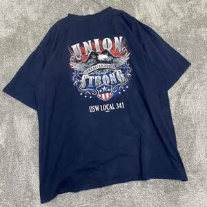 VINTAGE ヴィンテージ Tシャツ 半袖カットソー 3XL ネイビー 紺色 メンズ トップス 最落なし （O18）