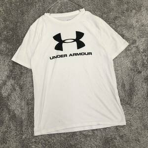 UNDER ARMOR アンダーアーマー 半袖Tシャツ サイズS ロゴプリント ホワイト 白 半袖カットソー インナー メンズ トップス 最落なし （P18）