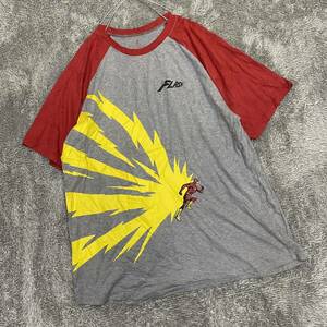 US古着 THE FLASH フラッシュ ラグランTシャツ 半袖カットソー サイズ2XL レッド 赤 メンズ トップス 最落なし （Q18）