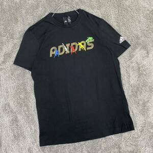 adidas アディダス Tシャツ 半袖カットソー サイズO ブラック 黒 メンズ トップス 最落なし （R18）