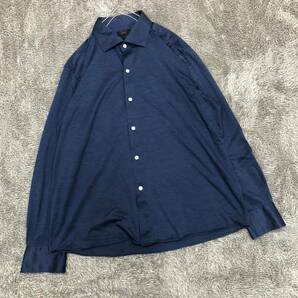 Maker's Shirt Kamakura 鎌倉シャツ カジュアルシャツ 長袖シャツ サイズXL ホリゾンタルカラー ブルー メンズ トップス 最落なし （S18）の画像1