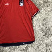 UMBRO アンブロ ゲームシャツ イングランド代表 England サイズL相当 Vネック 半袖Tシャツ レッド 赤 メンズ トップス 最落なし （S18）_画像5