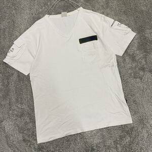 AVIREX アヴィレックス Tシャツ 半袖カットソー Vネック サイズXL ホワイト 白 メンズ トップス 最落なし （T18）