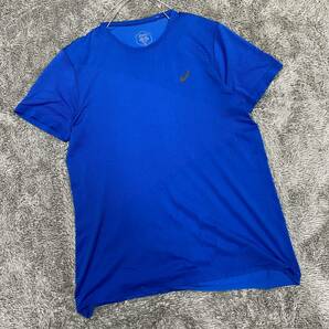 asics アシックス Tシャツ 半袖カットソー サイズL ブルー 青 メンズ トップス 最落なし （T18）の画像1