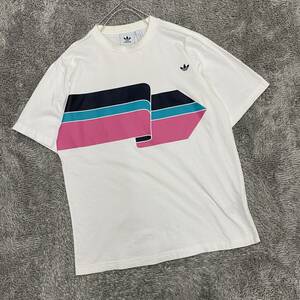 adidas アディダス Tシャツ 半袖カットソー サイズL ホワイト 白 メンズ トップス 最落なし （T18）