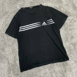 adidas アディダス Tシャツ 半袖カットソー ブラック 黒 メンズ トップス 最落なし （T18）