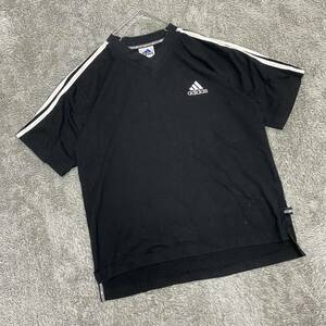 adidas アディダス 90s 90年代 Tシャツ 半袖カットソー サイズM ブラック 黒 メンズ トップス 最落なし （U18）