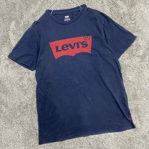 Levi's リーバイス Tシャツ 半袖カットソー サイズM ネイビー 紺色 メンズ トップス 最落なし （U18）