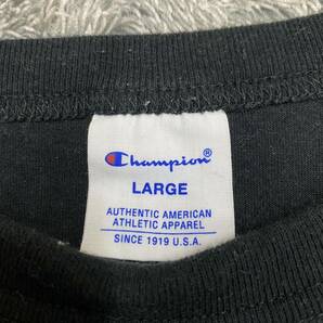 Champion チャンピオン Tシャツ 半袖カットソー ワンポイント サイズL ブラック 黒 メンズ トップス 最落なし （U18）の画像6