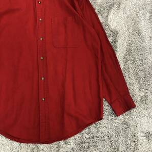 Eddie Bauer エディーバウアー ボタンダウンシャツ 長袖シャツ サイズXS 大きめL相当 レッド 赤 コットン メンズ トップス 最落なし（V18）の画像5