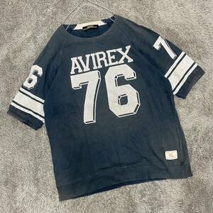 AVIREX アヴィレックス Tシャツ 半袖カットソー ラグラン サイズXL ネイビー 紺色 メンズ トップス 最落なし （U18）