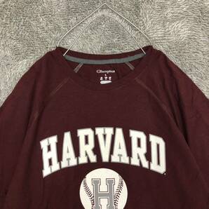 champion チャンピオン 半袖Tシャツ ラグランスリーブ サイズL 半袖カットソー Harvard ワインレッド 紫 メンズ トップス 最落なし （W18）の画像3