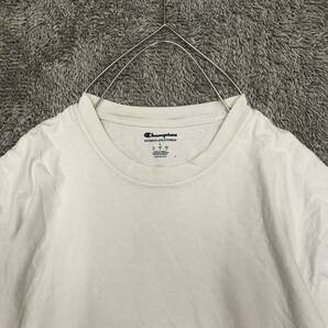 champion チャンピオン 半袖Tシャツ 半袖カットソー サイズL ホワイト 白 無地 コットン クルーネック メンズ トップス 最落なし （W18）の画像3