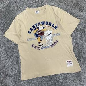 SANTA WORLD サンタワールド Tシャツ 半袖カットソー サイズL ベージュ 茶色 メンズ トップス 最落なし （X18）