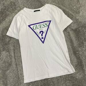 GUESS ゲス Tシャツ 半袖カットソー サイズS ホワイト 白 メンズ トップス 最落なし （Z18）