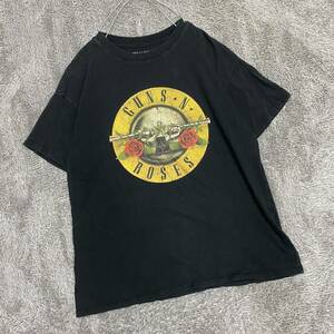 GUNS N' ROSES ガンズアンドローゼズ バンドTシャツ バンT 半袖カットソー サイズS ブラック 黒 メンズ トップス 最落なし （A19）