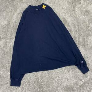 Champion チャンピオン 90s 90年代 長袖Tシャツ 長袖カットソー ロンT ハイネック サイズXL ネイビー 紺色 メンズ トップス 最落なし （D19