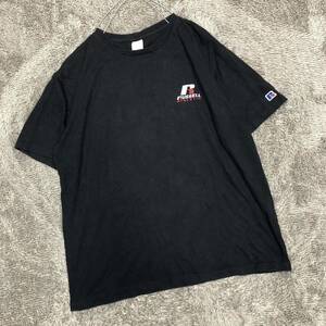 RUSSELL ATHLETIC ラッセルアスレチック 半袖Tシャツ サイズXL カットソー ロゴプリント ブラック 黒 メンズ トップス 最落なし （D19）