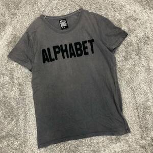 graniph グラニフ 半袖Tシャツ 半袖カットソー サイズM 刺繍ロゴ チャコールグレー コットン クルーネック メンズ トップス 最落無 （D19）