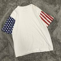VINTAGE ヴィンテージ 90's 半袖Tシャツ 半袖カットソー サイズXL相当 シングルステッチ アメリカ 星条旗 メンズ トップス 最落なし（D19）_画像1