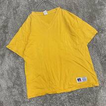 RUSSELL ラッセル Tシャツ 半袖カットソー Vネック サイズM イエロー 黄色 メンズ トップス 最落なし （F19）_画像1