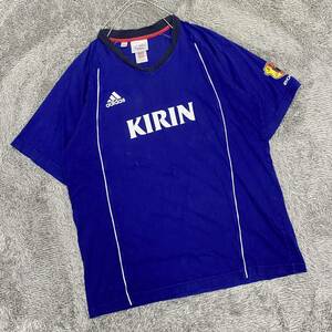 adidas アディダス Tシャツ 半袖カットソー 日本代表 サッカー 2003年 サイズL ブルー 青 メンズ トップス 最落なし （I19）