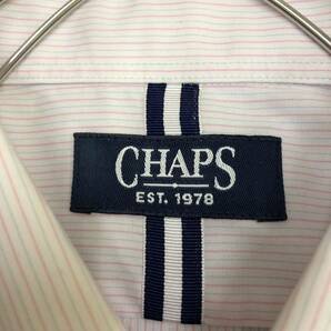 CHAPS チャップス ドレスシャツ ボタンダウン 長袖シャツ ストライプ サイズ42-80 コットン ピンク メンズ トップス 最落なし （J19）の画像6