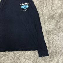 HOLLISTER ホリスター 長袖Tシャツ ロンT 長袖カットソー サイズXL ネイビー 紺色 ロゴプリント 刺繍 メンズ トップス 最落なし （K19）_画像5