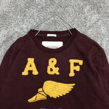 Abercrombie & Fitch アバクロンビー&フィッチ 刺繍 長袖Tシャツ ロンT 長袖カットソー サイズXL ボルドー メンズ トップス 最落無 （K19）_画像3