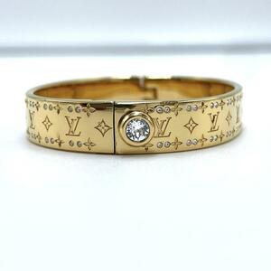 No.125 【超美品】LouisVuitton ルイヴィトン リジッド ブレスレット・ナノグラム ストラス バングル M64860 ゴールド アクセサリー