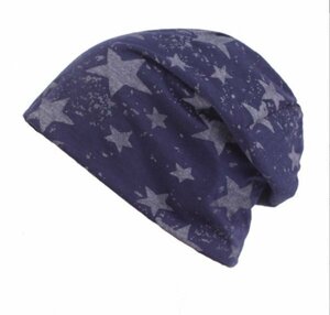 ニット帽子 ワッチキャップ キャップ KNIT CAP 星柄プリント ロールワッチ レディース メンズ NV トレンド NT9-2