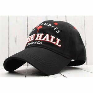 野球帽子 ROSE HALL ヤシの木 立体的刺繍 カジュアル 綿 カーブキャップ 帽子 56cm ~58cm メンズ レディース BK CC13-1