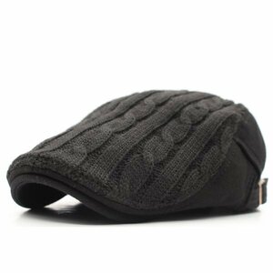  hunting cap hat cable * line knitted cloth switch knit cap 56.~59. men's * lady's BK new work HC57-1