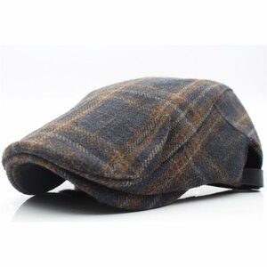  hunting cap hat check wool . cap hat 56cm~58cm men's lady's NV&BE autumn winter HC6-6