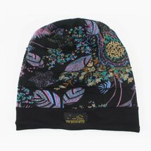 ニット帽子 ワッチキャップ 花模様 キャップ KNIT CAP ロールワッチ レディース メンズ BK トレンド NT11-6_画像1