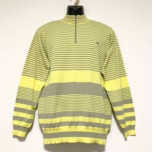 PEARLY GATES/ Pearly Gates * half Zip * knitted / sweater * border / tops / jacket / Golf wear / yellow × gray /5