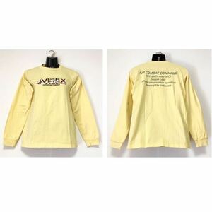 美品☆AVIREX/アビレックス☆ロングTシャツ☆ビッグロゴ/トップス/長袖/ジャケット/フライト/ミリタリー/イエロー/M