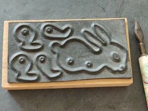 兎　子ウサギ　フランス　フェルナンナタン　アンティーク　子供　学校　工作　組み立て　スタンプ　ヴィンテージ　ハンコ　ラビット　雑貨