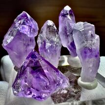 5点セット アメジスト レインボー 虹 ブラジル ポイント 紫水晶 水晶 天然石 鉱物 鉱物標本 原石 標本_画像1