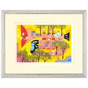 Art hand Auction Kotaro Yoshioka Paradise Siebdruck Gemälde Landschaft Limitierte Auflage 500 signierte Trompete Pinguin Zoo Märchen [YKSDL-6], Kunstwerk, drucken, Siebdruck