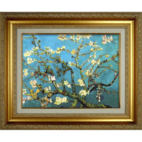 ★ Reproduction de branche d'amandier en fleurs de Van Gogh n° F6, dimensions extérieures 49x58cm, Chef-d'œuvre mondial postimpressionniste encadré Collection du Musée Van Gogh (Pays-Bas), peinture, peinture à l'huile, peinture nature morte