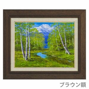 Art hand Auction Oil Painting No. F6 Hisao Ogawa White Birch Oil Painting Handwritten Framed Landscape Painting Hand Painted Yachiho Highland Green Forest Bathing Healing Healing Art Frame Painting Work, painting, oil painting, Nature, Landscape painting