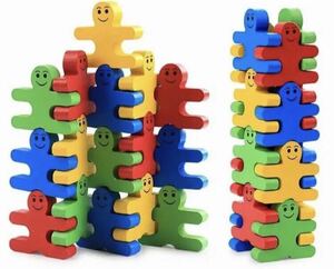 人型パズル　ブロック　カラフル　木製　知育玩具　積み木　おもちゃ